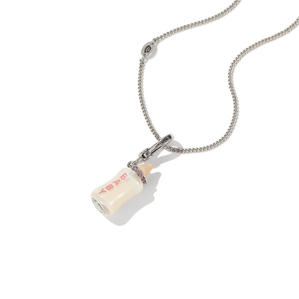 Enamel Glazed Diamond Inlaid Acrylic Letter Printing Power Bottle Pendant Necklace Exquisite Necklaces & Pendants