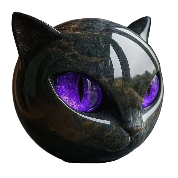 Black Cat Stone Statue (Resin Head Marble Texture): Healing Souvenir Gift Home/Office Desk Decor. Ornaments & Statues