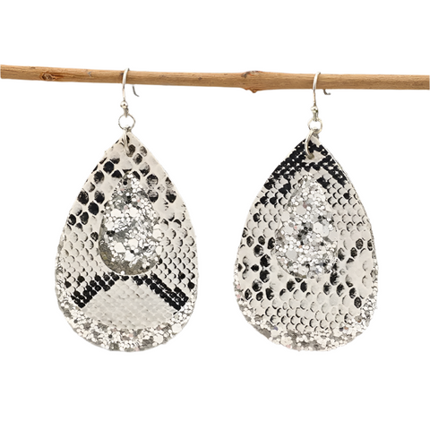 Veile Studios Pu Leather Sequin Teardrop Earrings
