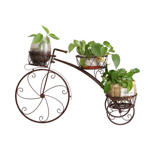Levede Plant Stand Outdoor Indoor Metal Bicycle Shaped Bronze Plant Stands