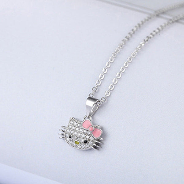 Kitty Cat Open Ring Ear Necklace Jewellery Set Rings