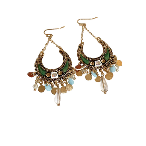 Rhinestone Resin Alloy Dangle Earrings
