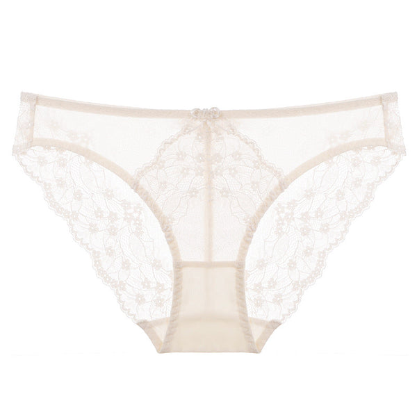 French Style  Lace Briefs Ultra Thin Breathable Plus Size Women's Thong Underwear Low Waist Butt Lifting Panties