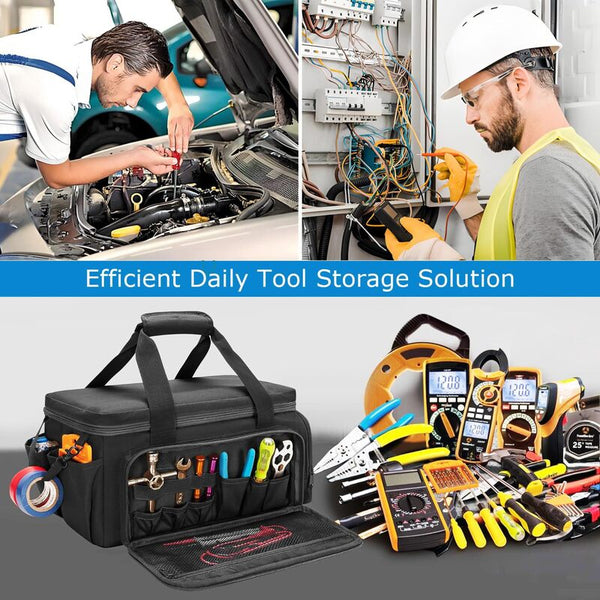 14" Heavy Duty Tool: 2 Bags + Non Slip Organizer (For Electricians Multi Pocket) Tool Bags Belts & Pouches