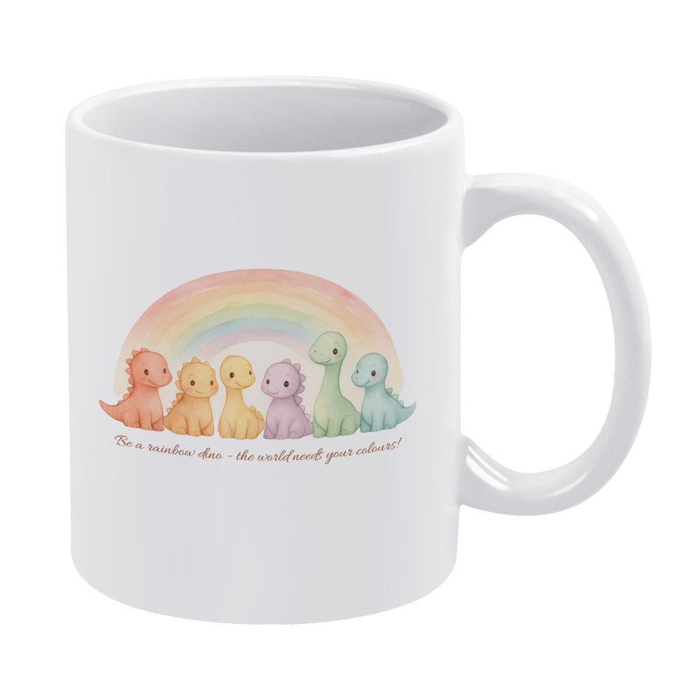 Be A Rainbow Dinosaur Mug Cute Pastel Coffee Cup Kawaii Ceramic Gift Positive Quote For Tea & Lovers Mugs
