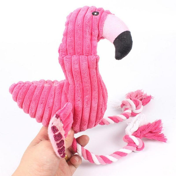 Plush Flamingo Dog Shaker Toy