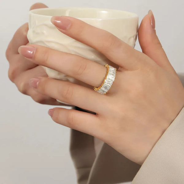 Titanium Steel Inlaid Zircon Ring Rings