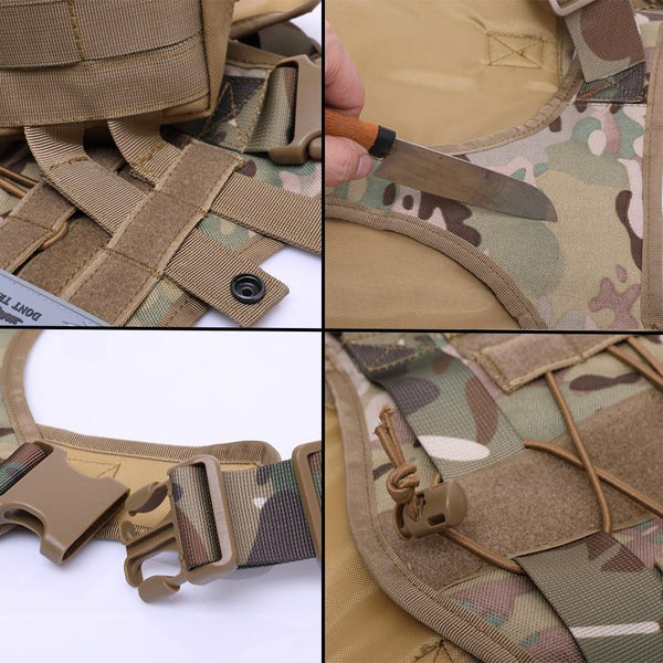 Tactical Dog Harness Vest With Handle And Bungee Leash