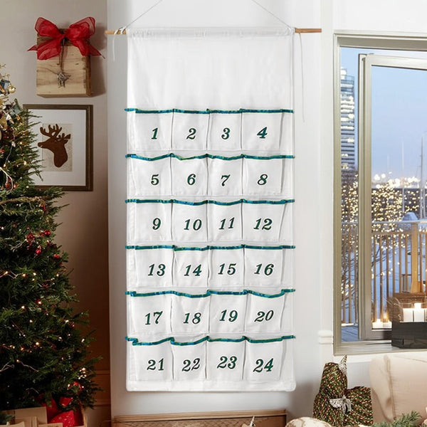 Custom Christmas Advent Calendar For Kids Hand Embroidered Diy With Name 24 Pocket Countdown Calendar. Seasonal Decorations