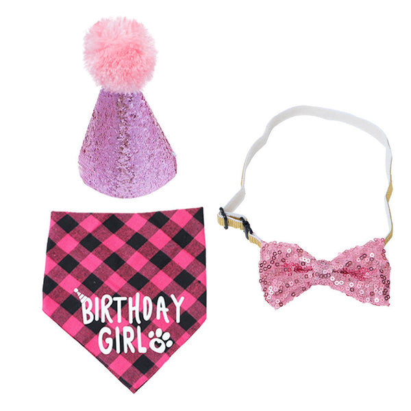Pet Birthday Set Triangle Scarf Hat Party Decoration Styling Outdoor Creative Dog Clothing & Shoes