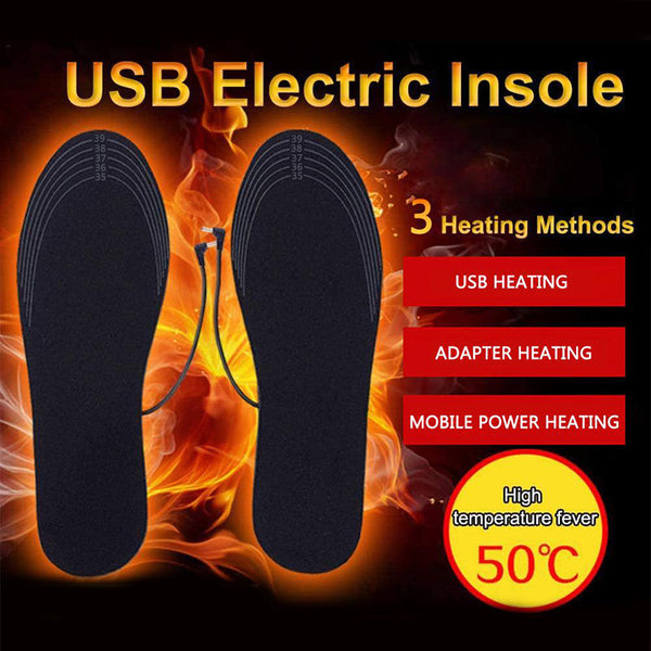 Insoles Usb Heated Shoes Can Be Cut Winter Warm Heating Pad Feet For