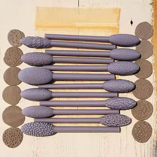 9 Piece Clay Art Texture Tool Sets. Includes Pattern Rollers For Modeling Embossing Plaids With Hand Held Modelling Clay