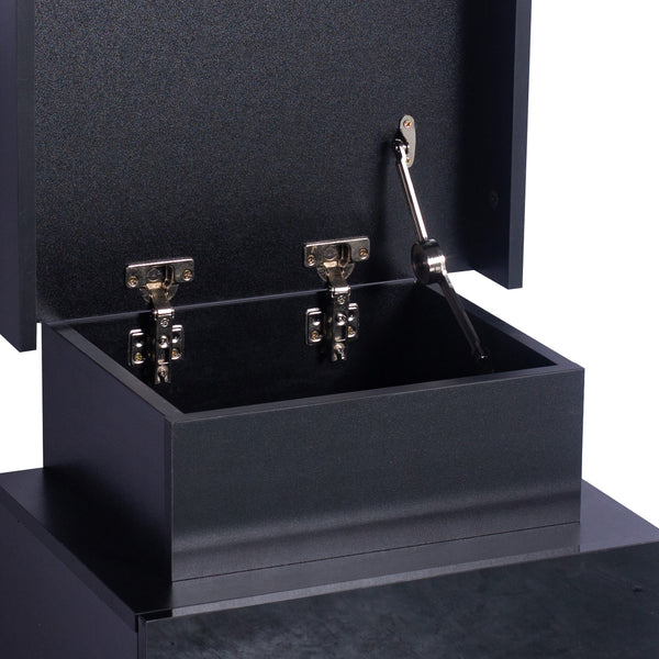 Side With 2 Drawers Black Modern Storage For Bedroom Or Living Room Bedside Tables