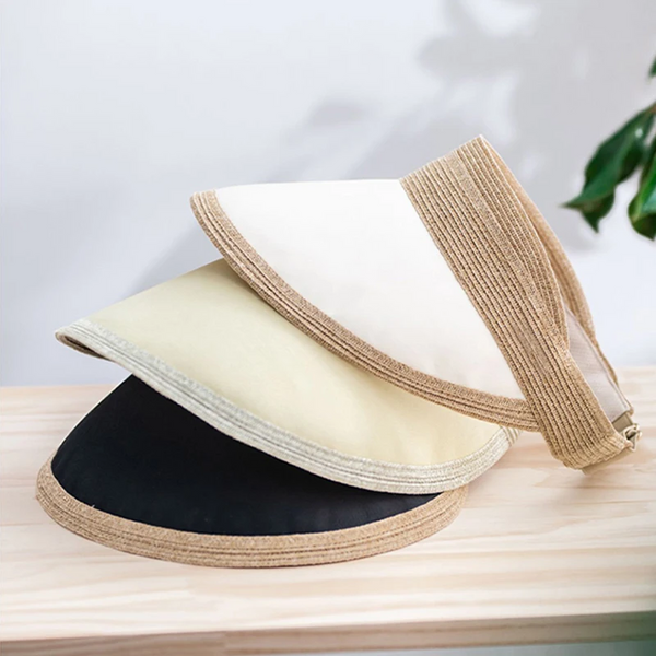 Summer Uv Cut Empty Top Hat Cream Color Sunscreen Beach Girls Collapsible Cap Hats