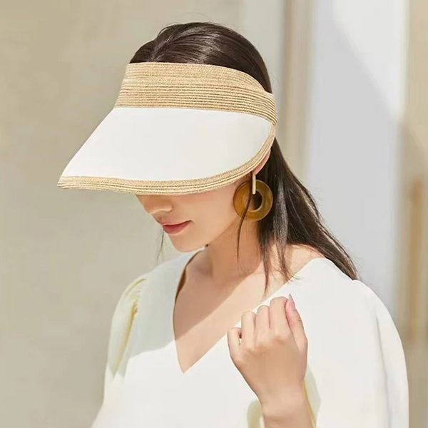 Summer Uv Cut Empty Top Hat Cream Color Sunscreen Beach Girls Collapsible Cap Hats