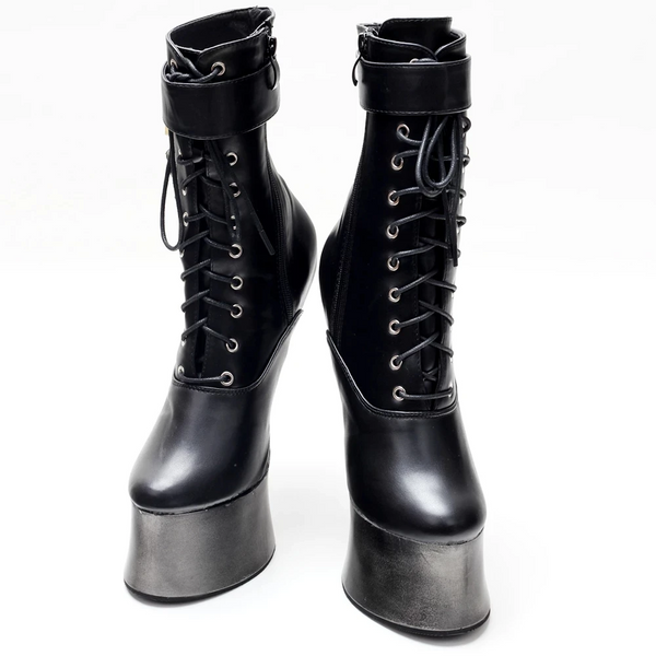 Novelty Horseshoe Ankle 18Cm High Hoof Heel Platform Lockable Strap Padlocks Women  Fetish Cosplay Shoes Boots
