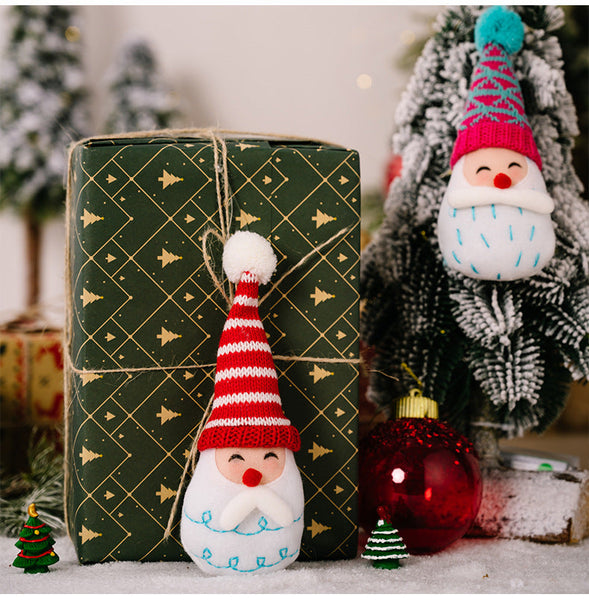 Christmas Decoration Cartoon Striped Pom Hanging Ornament Pointed Hat Old Man Head Tree Seasonal Decorations