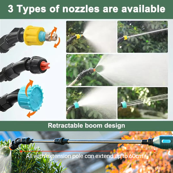 2400Mah Electric Sprayer Wand. 3 Nozzles High Pressure For Garden Plant Watering. Garden Sprayers