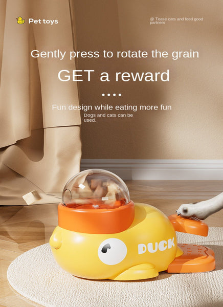 Pet Dog Automatic Feeder Cat Self Entertainment Toy Snack Freeze Dried Food Dispenser Yellow Duck Dog Automatic Feeders