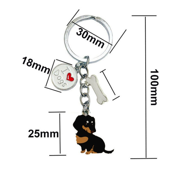 American Style Pet Dog Wax Metal Keychains Black Brown Zinc Alloy 1Pc Pack Keyrings