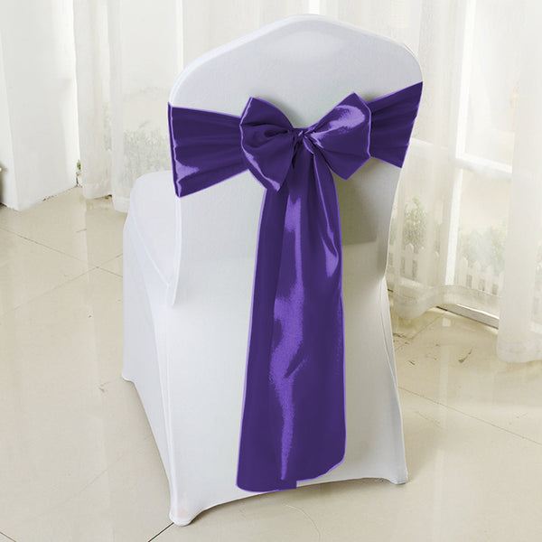 50X Coloured Satin Chair Eggplant Table Runners