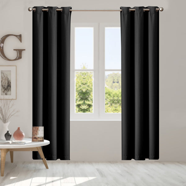 2X Blockout Curtains Panels 3 Layers Black 132 160Cm Curtains & Drapes