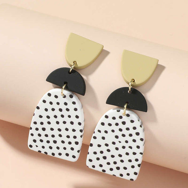 Veile Studios Shapes And Spots Dotty Black White Print Earrings