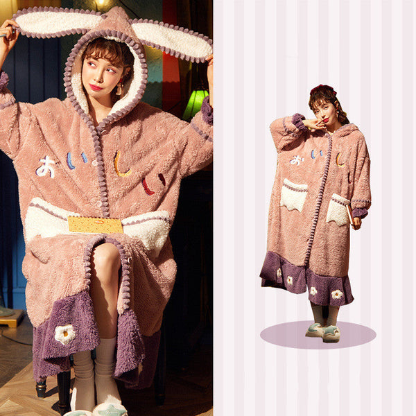 Coral Velvet Nightdress Womens Spring Pajamas Rabbit Hair Female Sleeveless Dresses