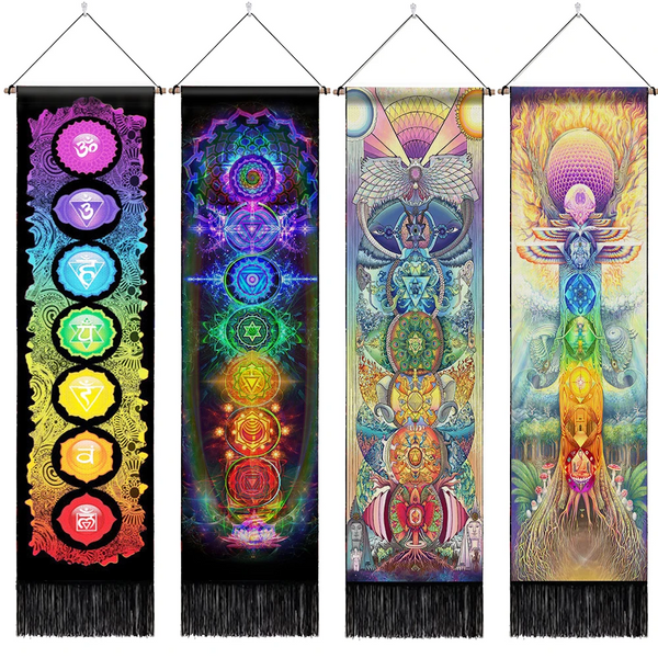 Seven Chakra Tapestry Hippie Mandala Chakras Wall Hanging Fabric Yoga Meditation For Spiritual Room Decor Tapestries