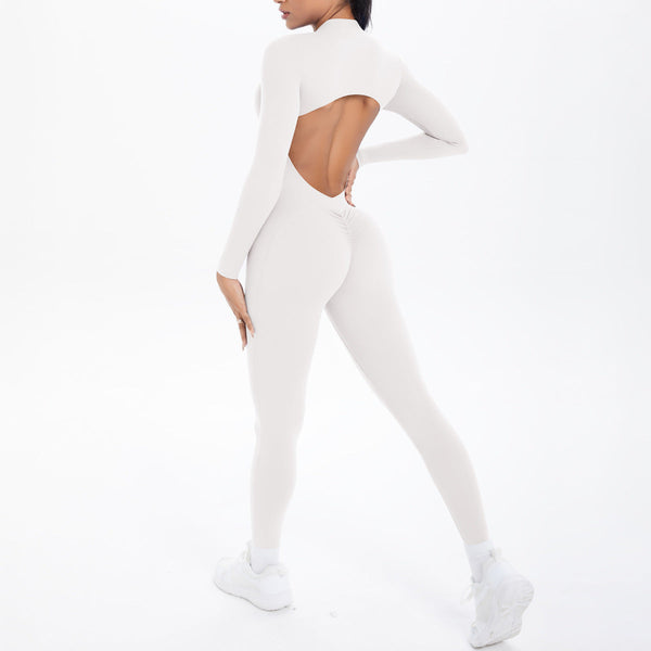 Style Half Zip Yoga Jumpsuit Bare Skin Feel Slim Fit High Elastic Fitness Long Sleeve Pants Wear Jumpsuits Rompers & Playsuits