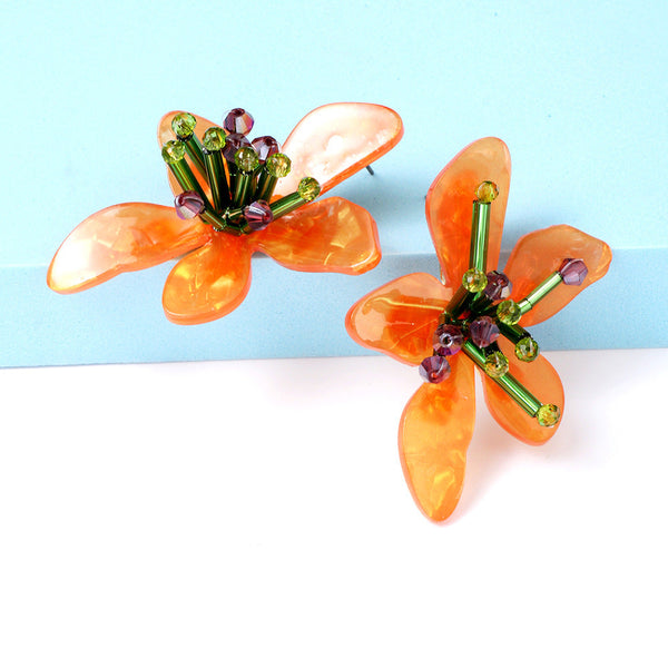 Veile Studios Acrylic Flower Retro Beach Style Trendy Womens Jewelry Accessories Earrings