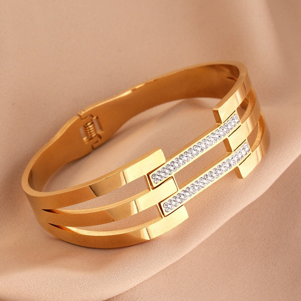 Hollow Out Bracelet Stainless Steel Female Style Geometric Circle Handpiece Bracelets
