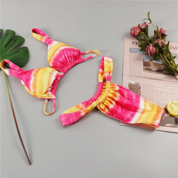 Bikini  Split Swimsuit With Lace Up Printed Women's Swimwear