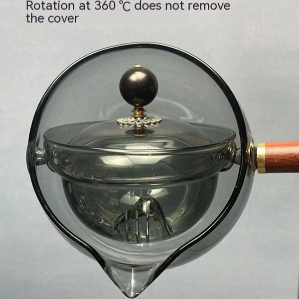 Semi Automatic Rotary Heat Resistant Glass Teapot With Infuser Handle Tea Infusers