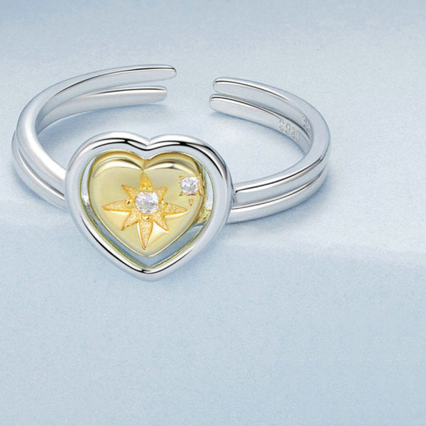 Veile Studios Yinziyun Original Couples 18K Gold Plated Love Splicing Open Ring S925 Silver Rings