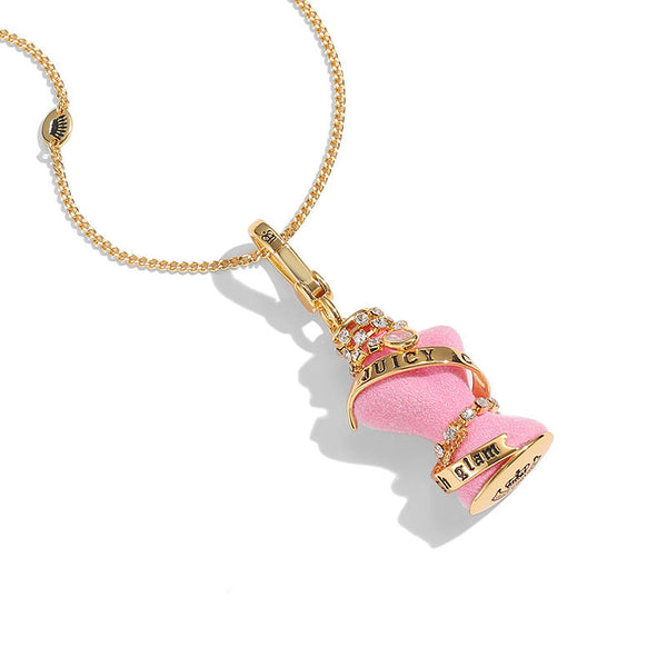 Diamond Inlaid Crystal Zircon Chain Pink Necklaces & Pendants