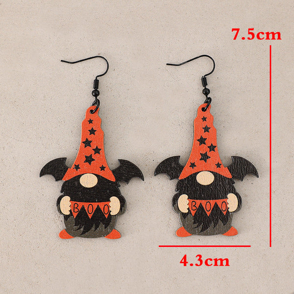 Wooden Point Hat Gnome Shape Earrings