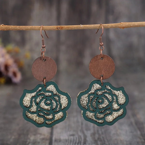 Alloy Rose Shape Dangle Earrings