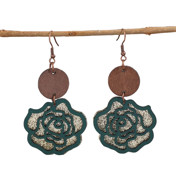 Alloy Rose Shape Dangle Earrings