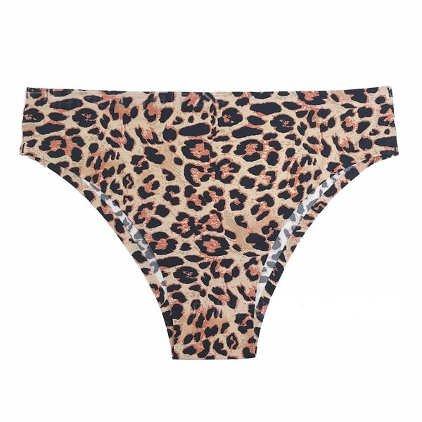 Foreign Trade Ice Silk Underwear Cotton Crotch Low Waist Leopard Print  Plus Size Seamless Panties