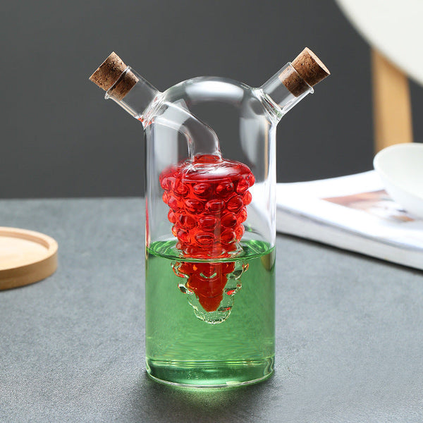 Kitchen Storage Sealed Bottles Double Layer 2 In 1 Glass Oil Vinegar Sauce Seasoning Tools Oil & Vinegar Dispensers