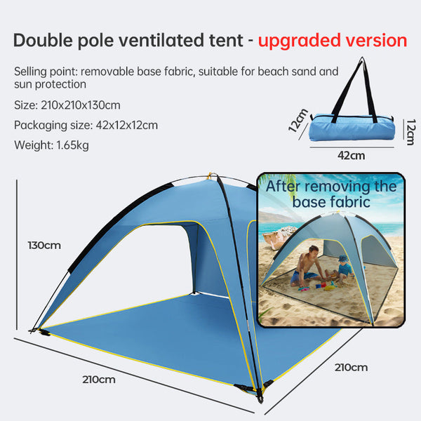 Quick Open Beach Tent Sun Shelter Light Shade For Outdoor Camping 3 Vented Spacious Design Tents