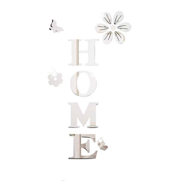 Acrylic Mirror Flowers Home Decoration Letters Soft Self Adhesive Wall Stickers