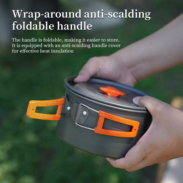 1 3 Person Set: Light Portable Pot & Pan In Carrying Bag Ideal For Outdoor Trips Camping Cookware