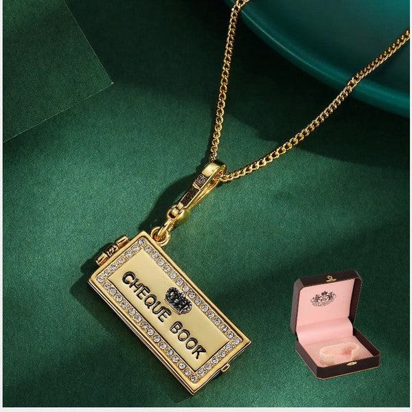 Crown Square Openable Enamel Alphabet Necklaces & Pendants