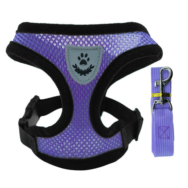 Pet Harness Set (Small Dogs/Cats): Vest Collar Leash. Fits French Bulldogs Chihuahuas Etc. Harnesses