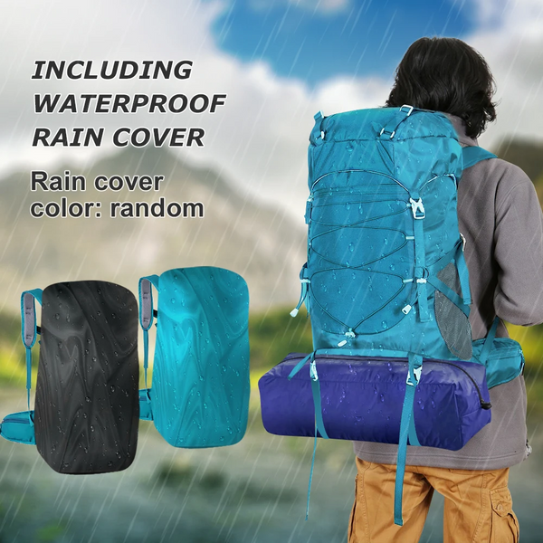 Westtune 50L Hiking Backpack With Rain Cover Multifunctional Mountaineering Bag Outdoor Rucksack For Travel Trekking Camping Daypacks