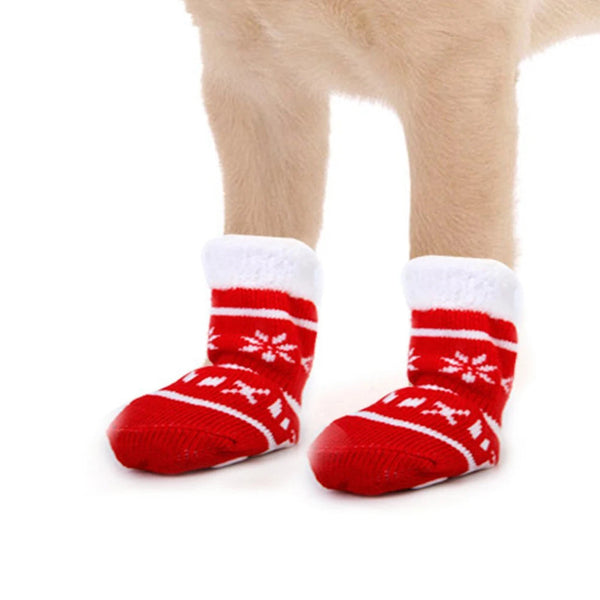 8Pcs Pet Warm Cotton Socks Soft Anti Slip Claw Pattern Protect Feet Cold Snow Christmas Dog Cat Stockings Gifts Dog Clothing & Shoes