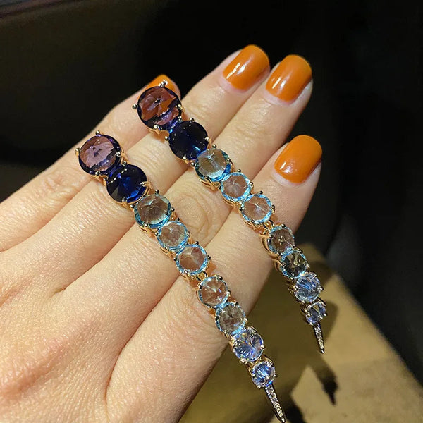 Veile Studios Large Round Diamond Zircon Coloured Jewellery Women Earrings