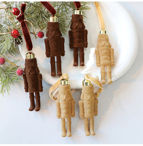 Santa Claus Velvet Nutcracker Ornament Christmas Fabric Tree Decorations Seasonal Decorations